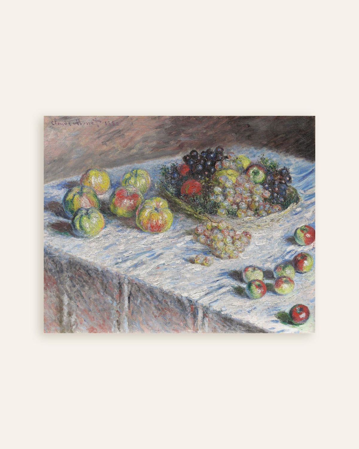 Poster Äpplen och vindruvor (1880) av Claude Monet, miniatyr