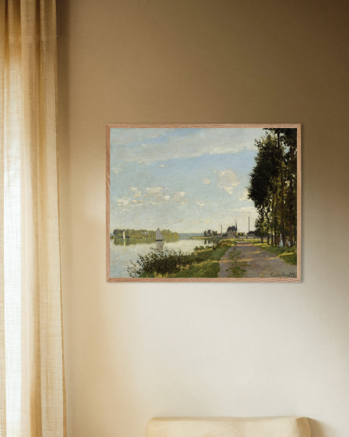 Poster Argenteuil (ca 1872) av Claude Monet med ram i naturträ
