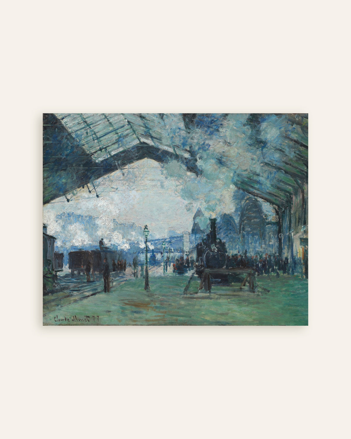 Poster Normandietåget anländer, Gare Saint-Lazare (1877) av Claude Monet, miniatyr