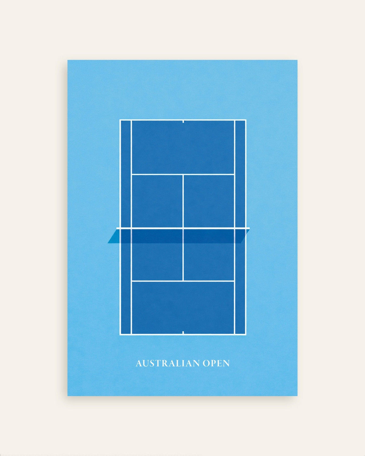 Miniatyr av Australian Open-tennisposter – minimalistisk poster med blå tennisplan