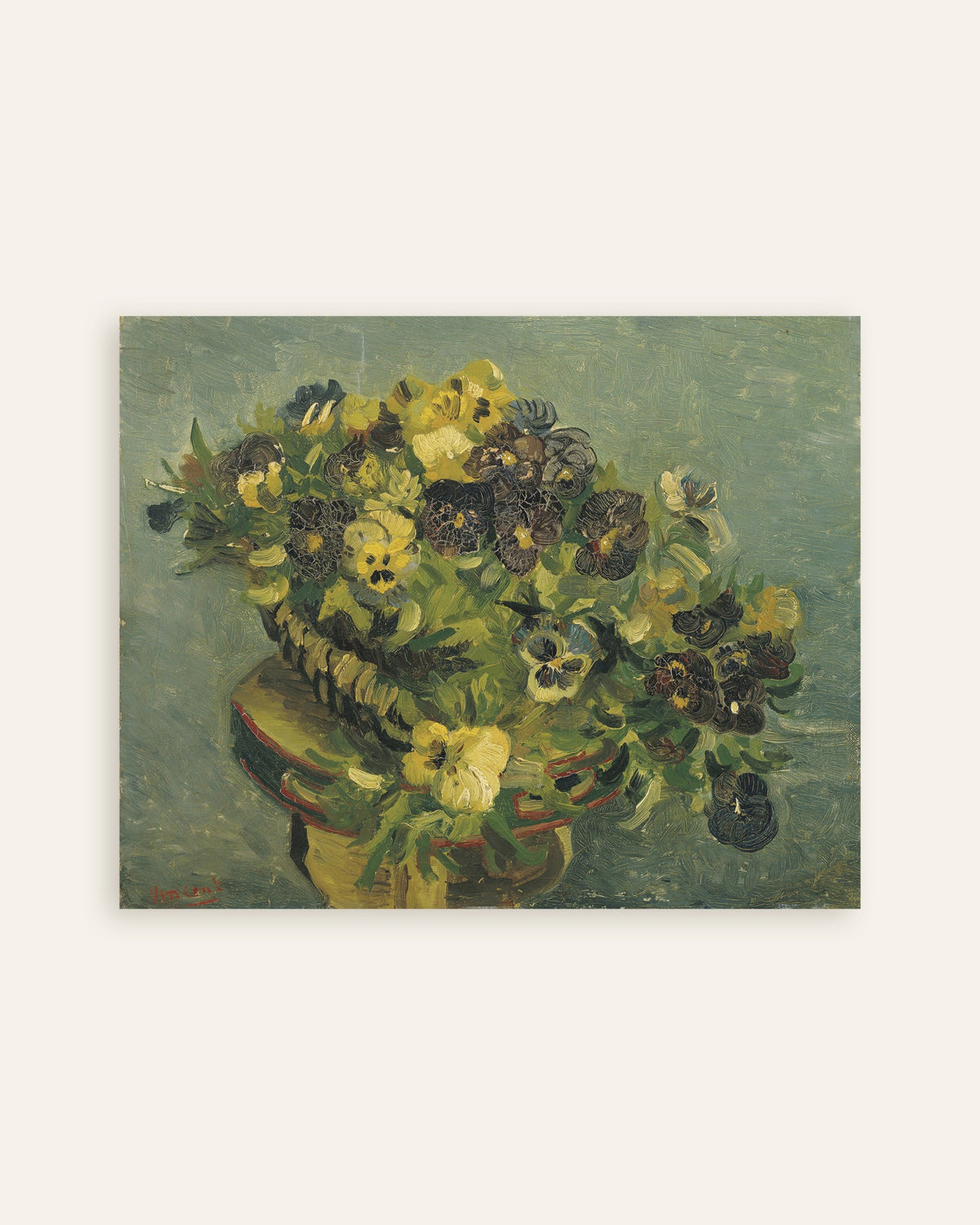 Poster med Pensékorg på ett litet bord (1887) av Vincent van Gogh, miniatyr