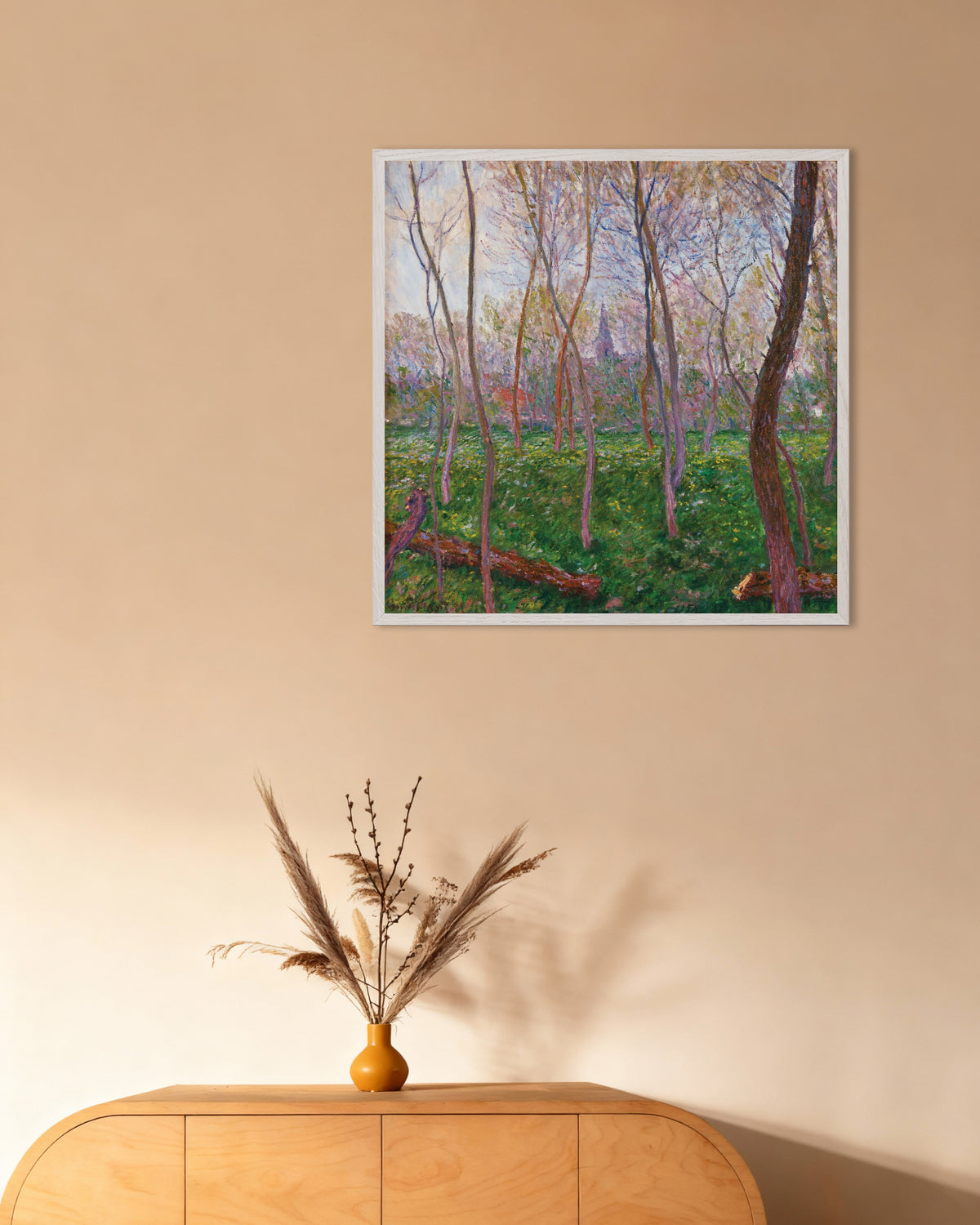 Poster Bennecourt (1887) av Claude Monet med vit träram