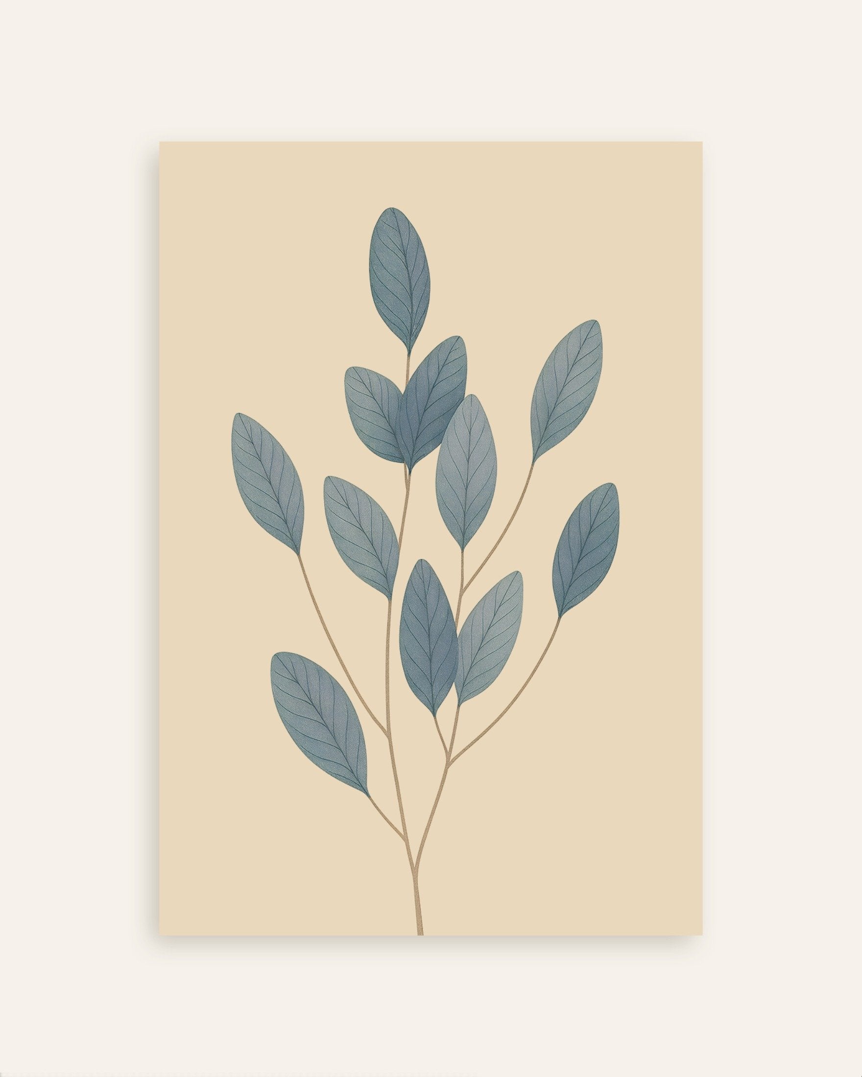 Poster of Blue Leaves Poster – Minimal Botanical Art, thumbnail