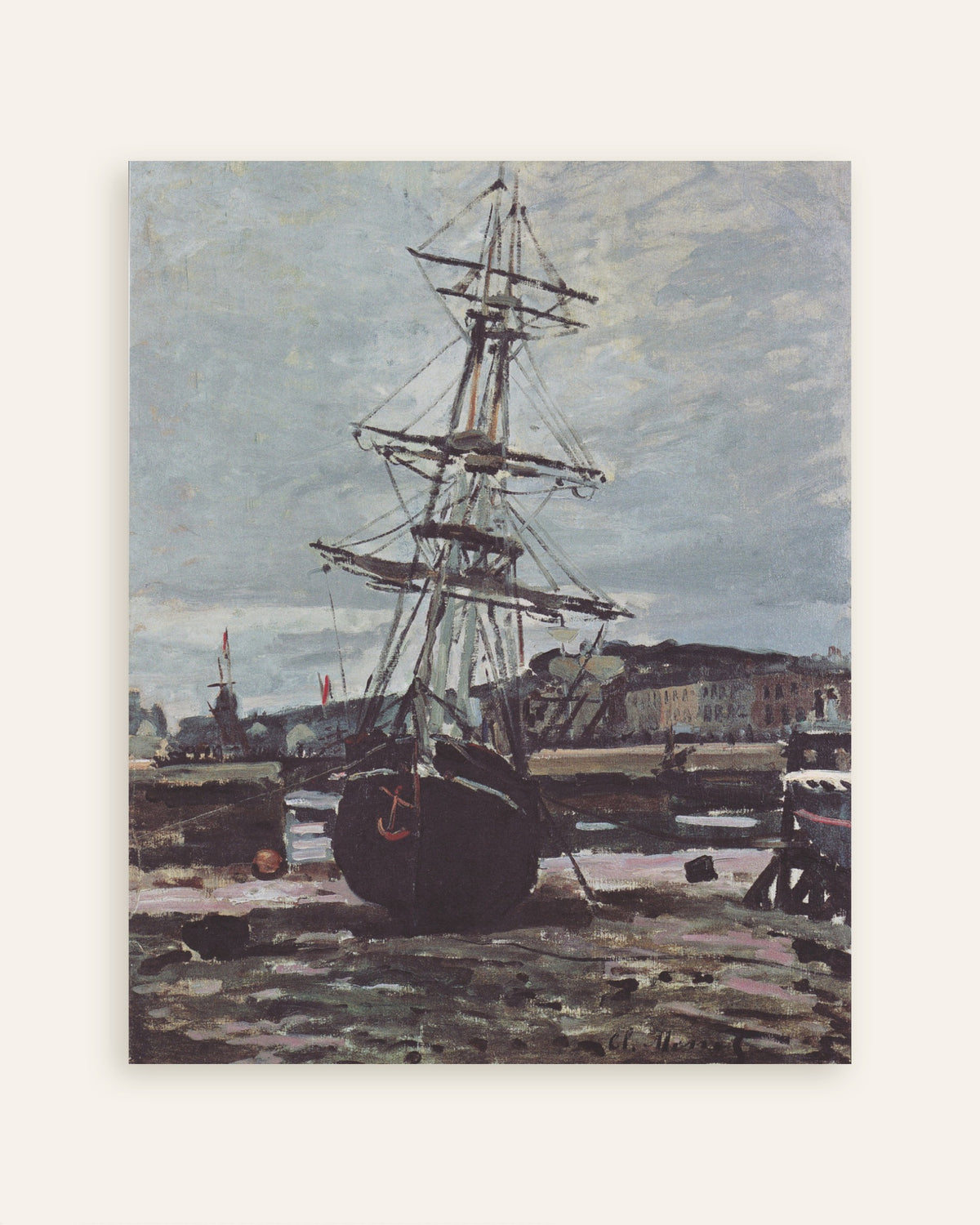 Poster Grundstött båt i Fécamp (1868) av Claude Monet, miniatyr