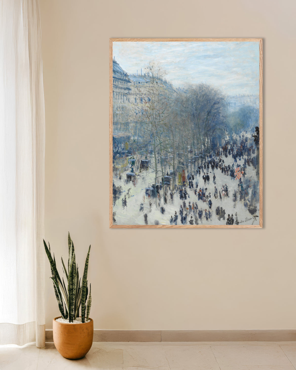 Poster Boulevard des Capucines (1873–1874) av Claude Monet med ram i naturträ