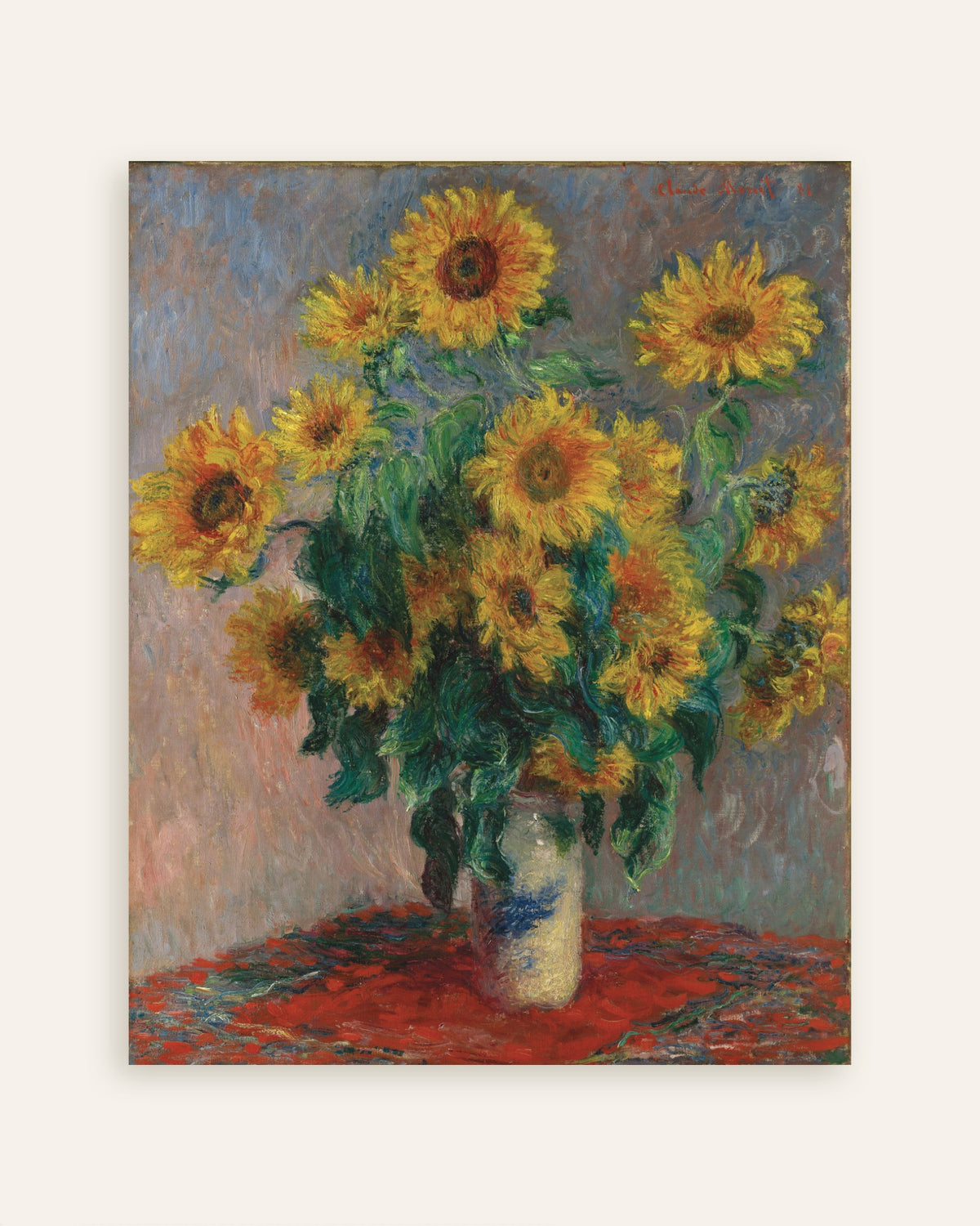 Poster Bukett med solrosor (1881) av Claude Monet, miniatyr