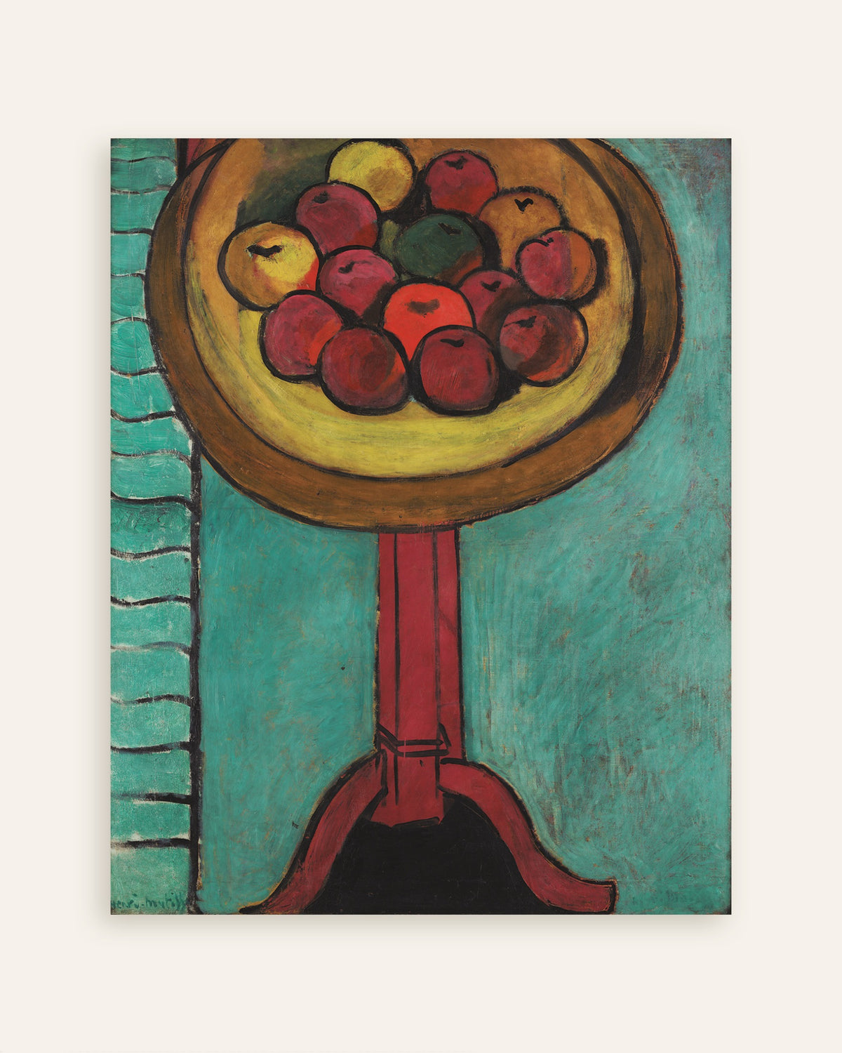 Poster av Skål med äpplen på ett bord (1916) av Henri Matisse, miniatyrbild