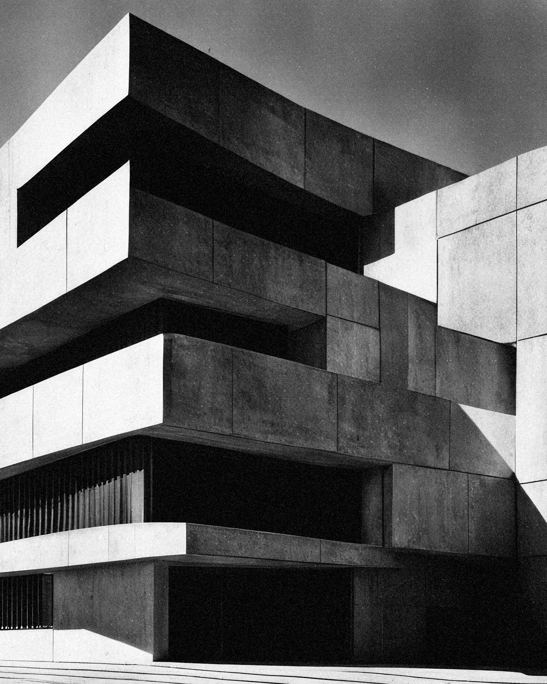 Brutalistisk arkitektur poster – Modern betongdesign