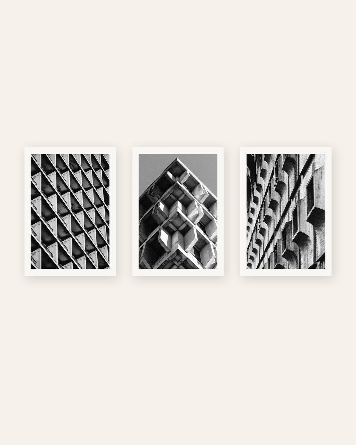 Brutalism-posters, set med 3: mönster i betong, utan ram