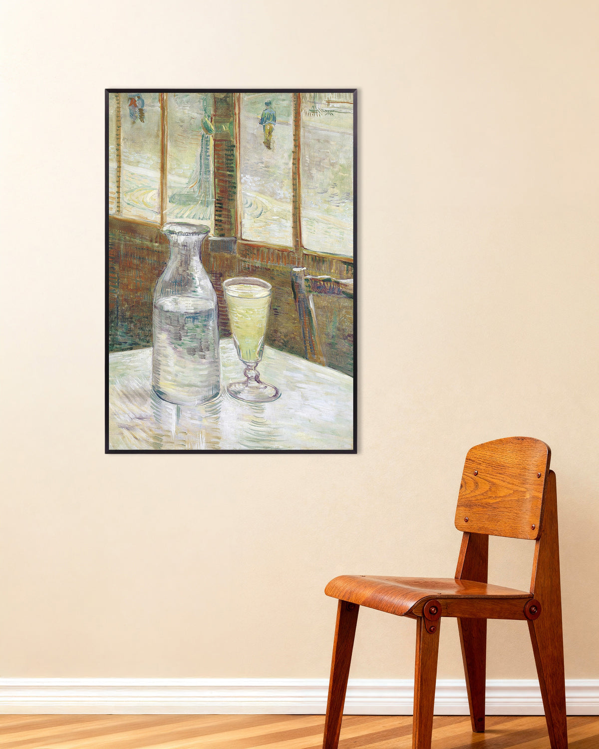 Poster av Cafébord med absint (1887) av Vincent van Gogh, med metallram