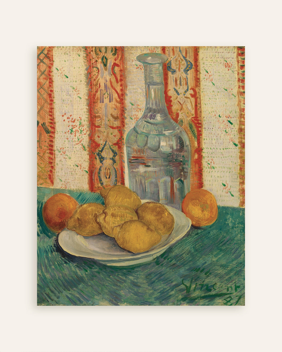 Poster av Karaff och fat med citrusfrukter (1887) av Vincent van Gogh, miniatyr