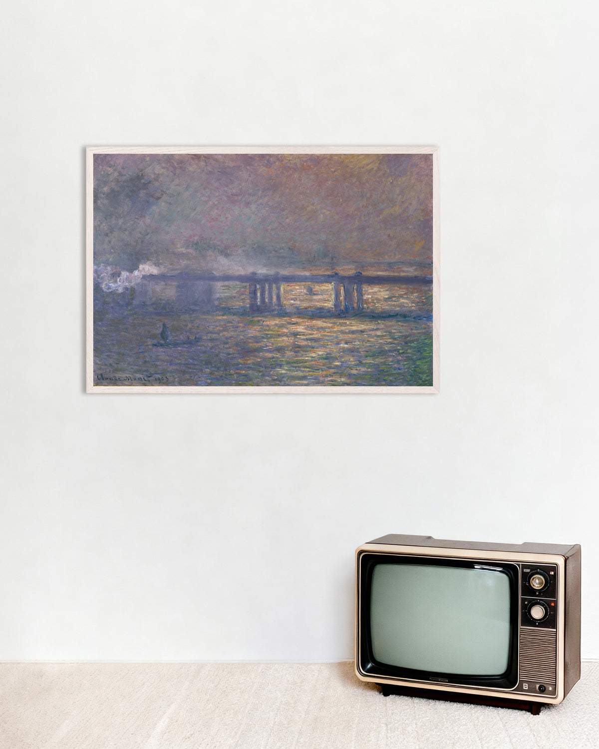 Poster Charing Cross Bridge (1903) av Claude Monet med vit träram