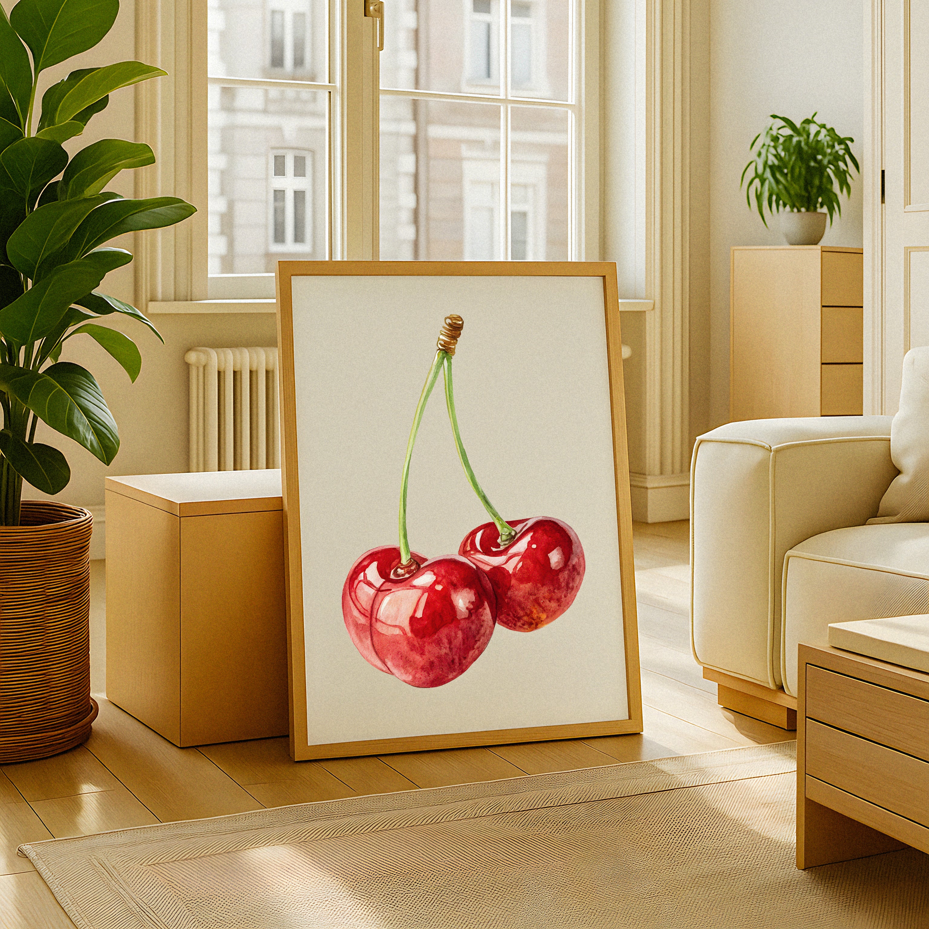 Akvarell Körsbär Affischer – Frukt Väggdekoration Poster