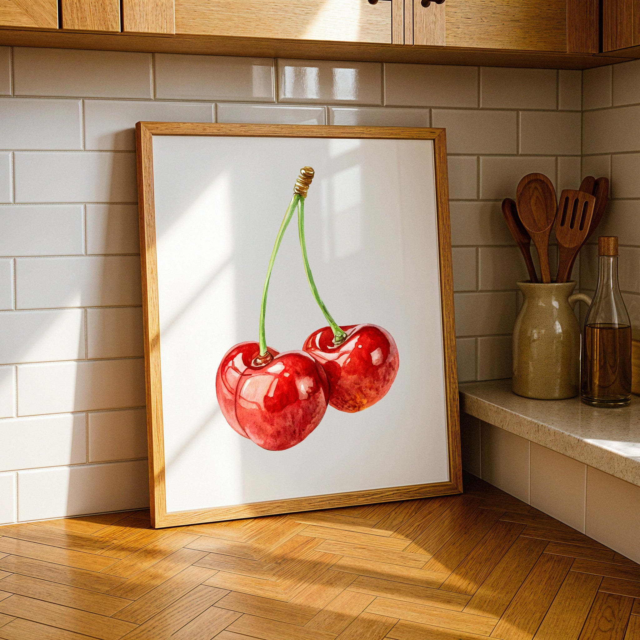 Akvarell Körsbär Affischer – Frukt Väggdekoration Poster