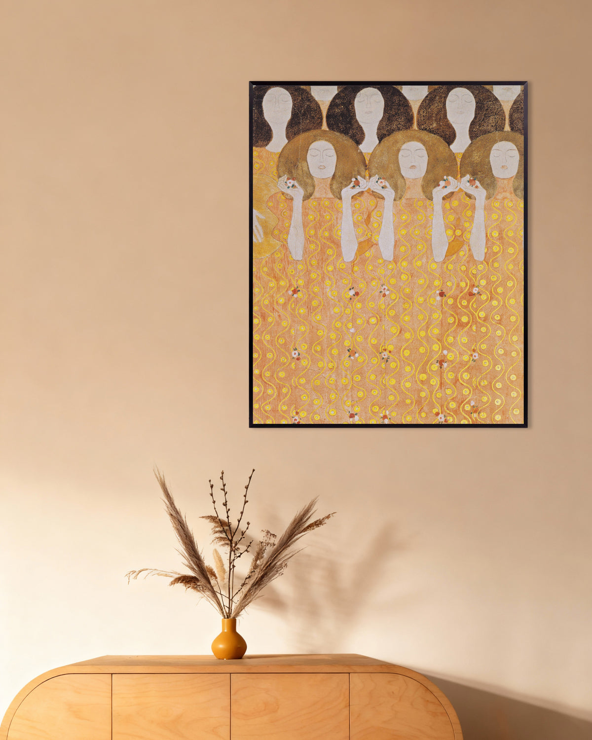 Poster Paradisets änglakör, Beethovenfrisen (1902) av Gustav Klimt med metallram