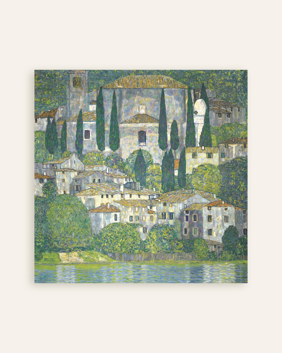 Poster Kyrka i Cassone (Landskap med cypresser) (1913) av Gustav Klimt, miniatyr