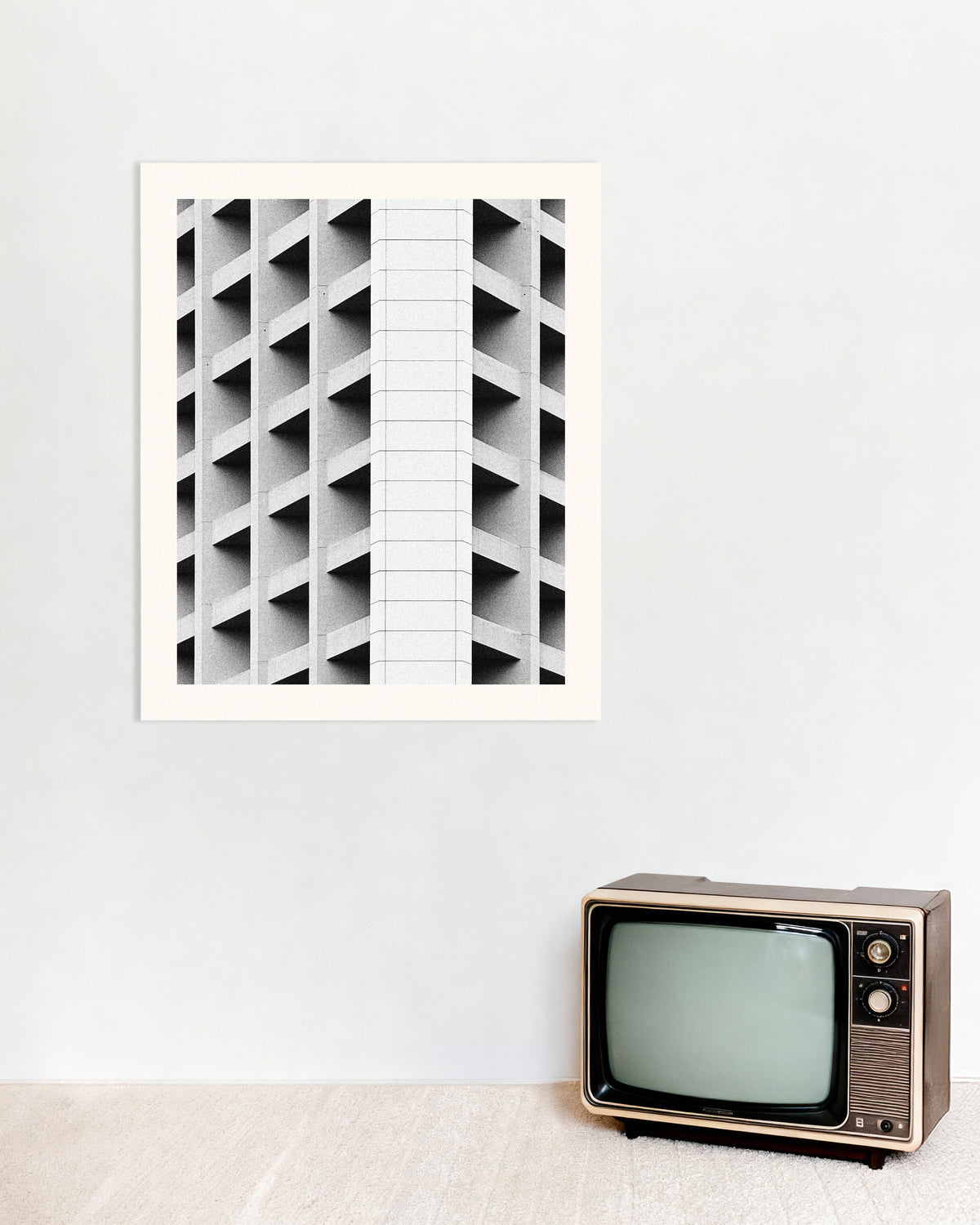 Poster ”Kassetterad fasad med vit mittlinje”