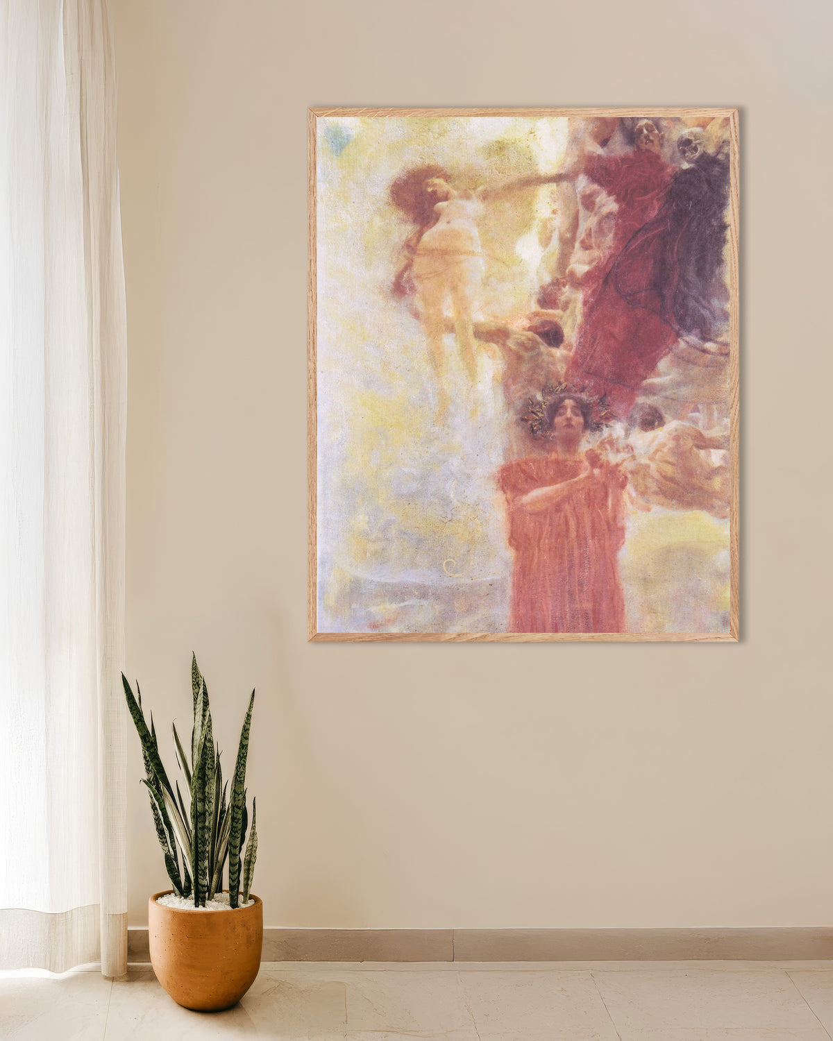 Poster Kompositionsskiss till Medicinen (1897–1898) av Gustav Klimt med ram i naturträ