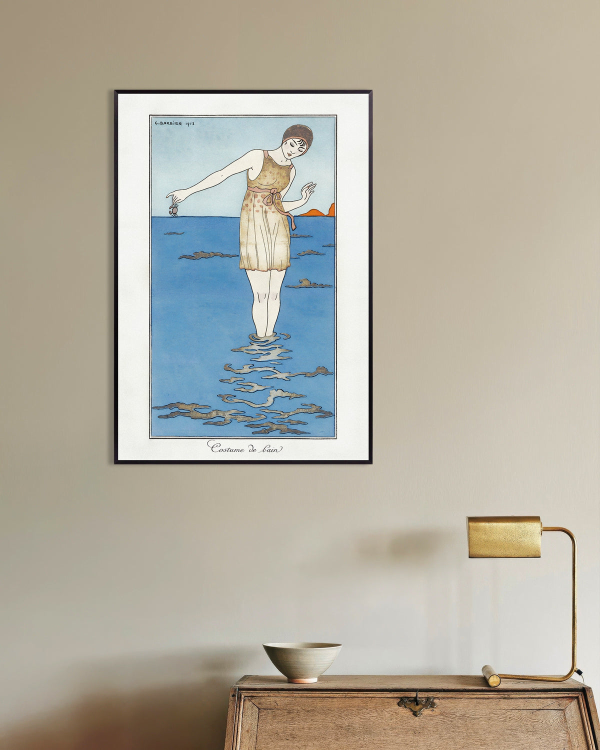 Poster of "Costume de Bain" by Georges Barbier (1913) - Art Deco Poster, with metal frame