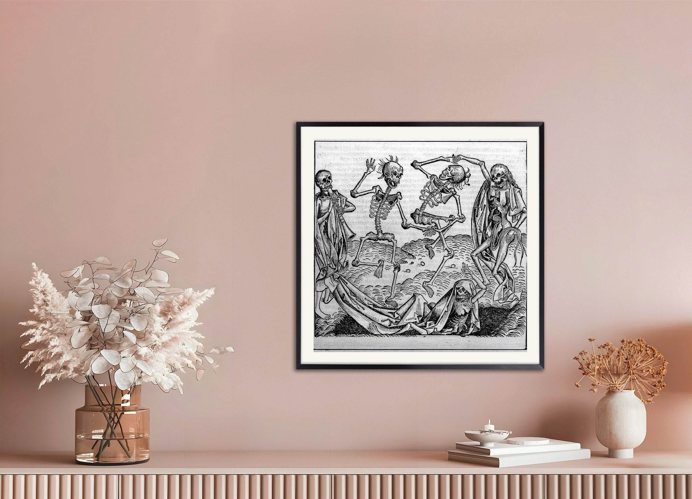 Poster of Danse Macabre - Liber chronicarum by Hartmann Schedel, 1493, with metal frame