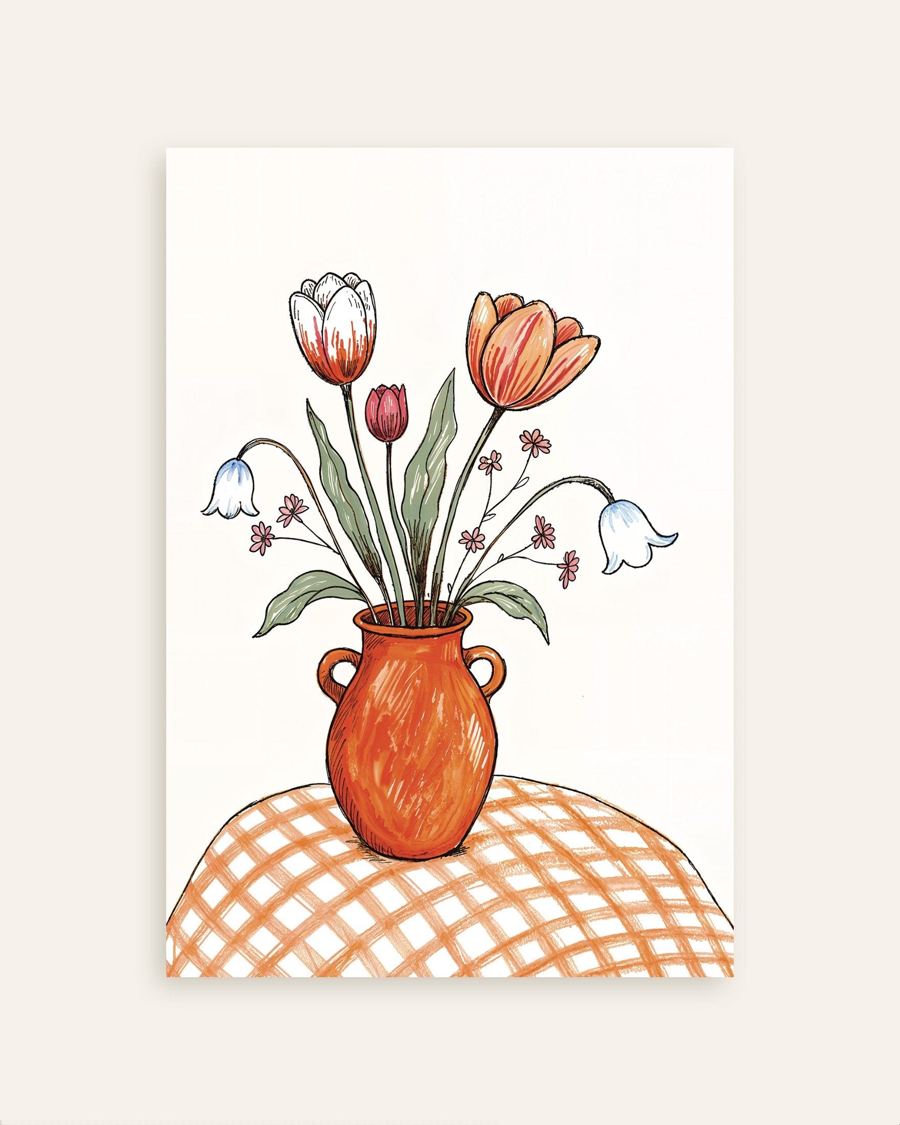 Poster of Easter Tulips Still Life in Terracotta, thumbnail