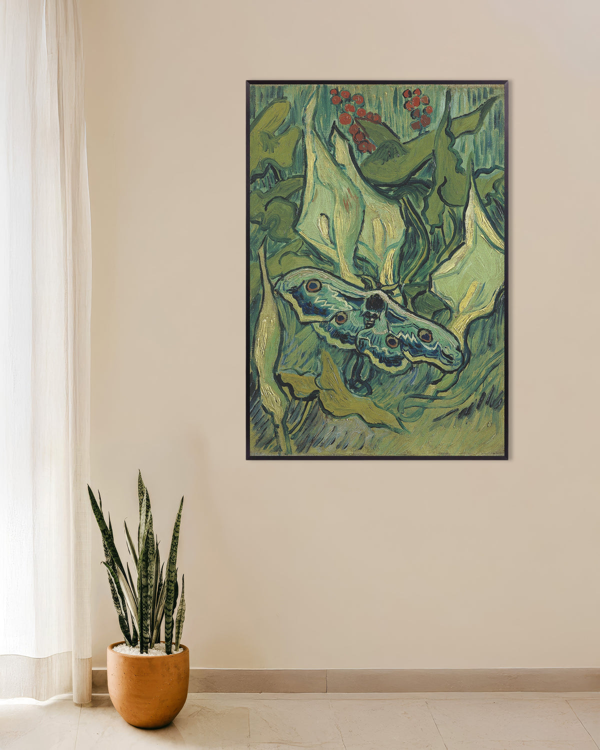 Poster med Kejsarfjäril (1889) av Vincent van Gogh, med metallram