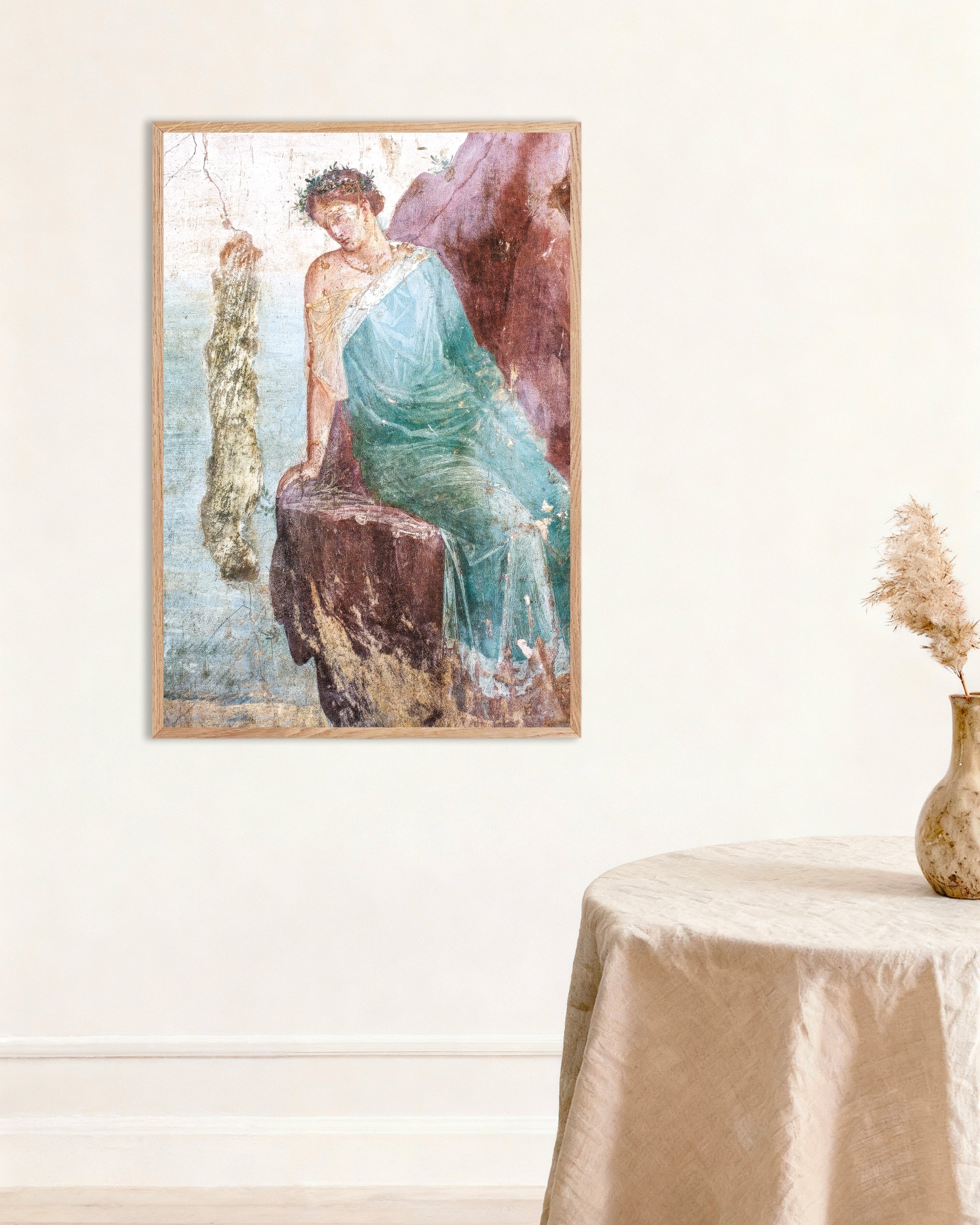 Poster of Fall of Icarus fresco detail poster, with natural wooden frame