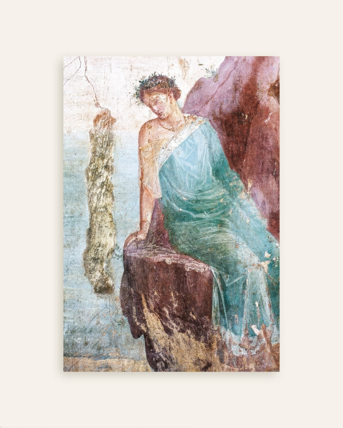 Poster med detalj av fresken av Ikaros fall från Pompeji