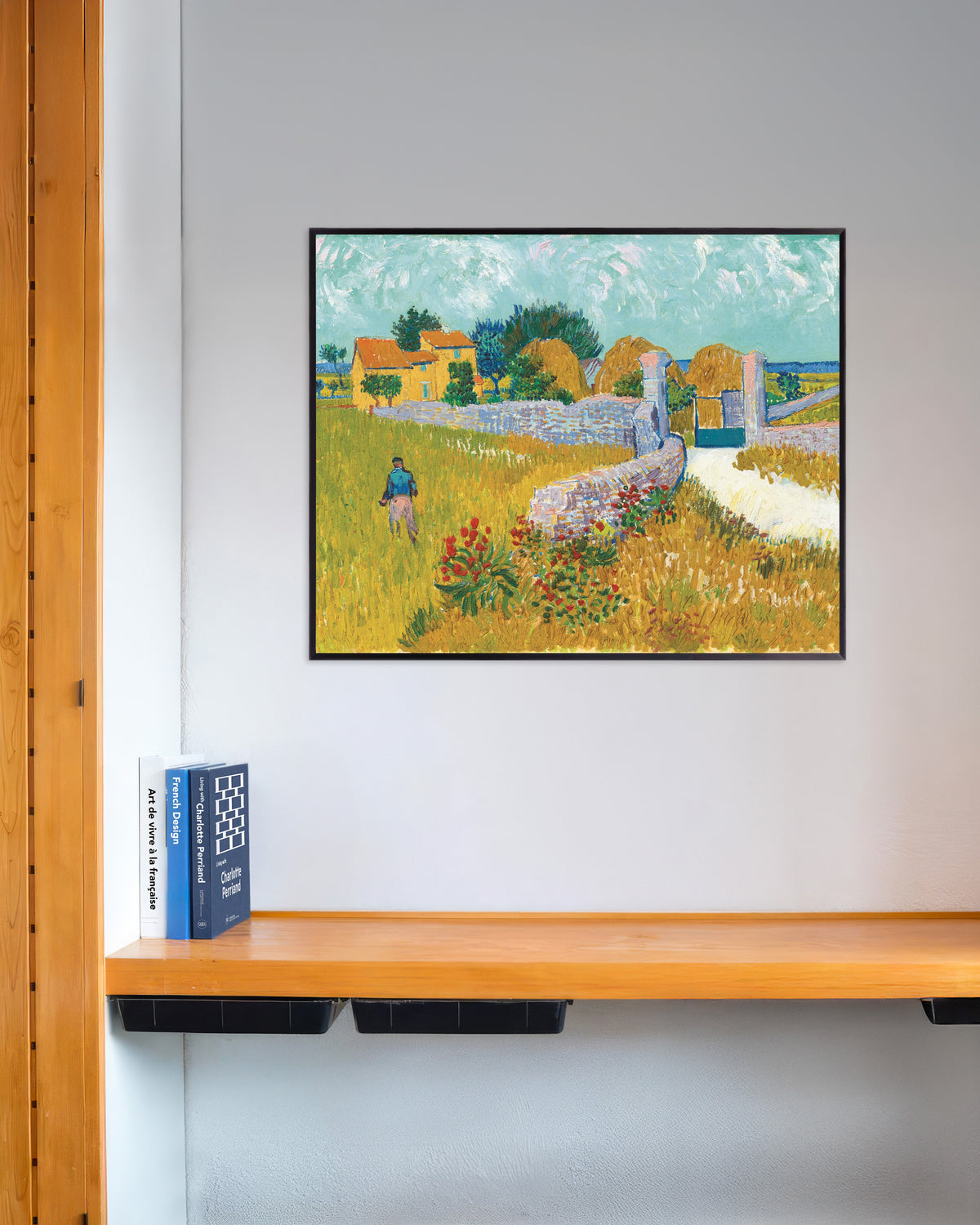 Poster av Bondgård i Provence (1888) av Vincent van Gogh, med metallram