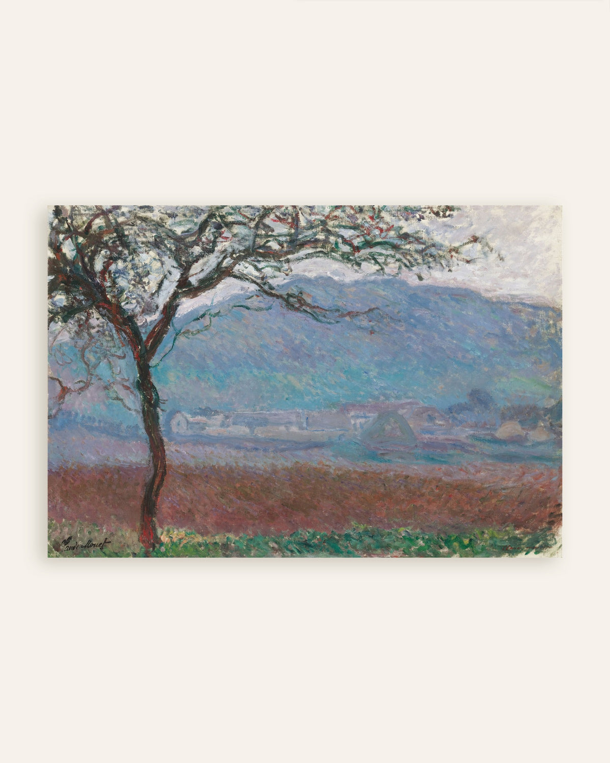 Poster Fält vid Giverny (1887) av Claude Monet, miniatyr
