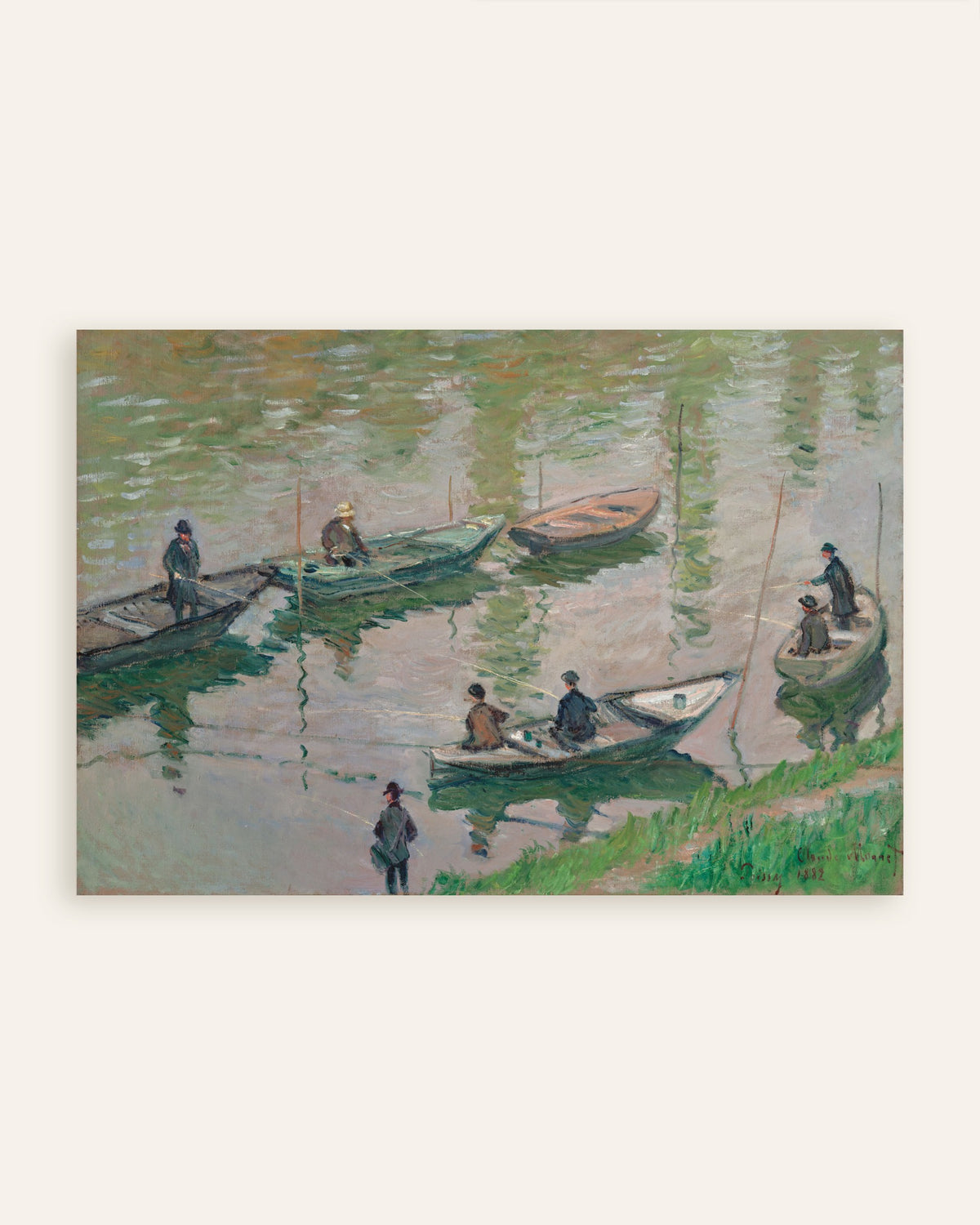 Poster Fiskare på Seine vid Poissy (1882) av Claude Monet, miniatyr