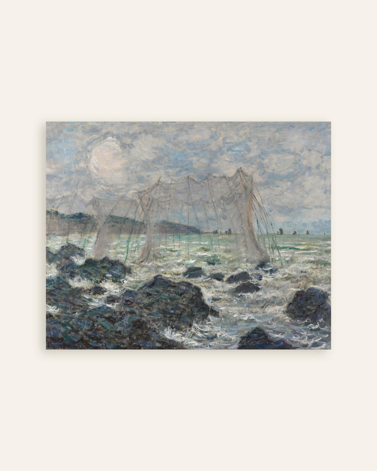 Poster Fisknät vid Pourville (1882) av Claude Monet, miniatyr