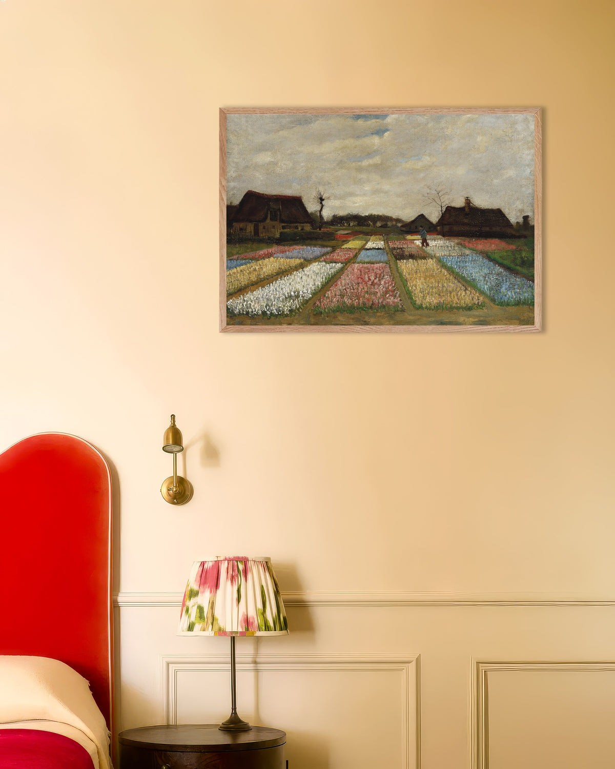 Poster av Blomsterbäddar i Holland (ca 1883) av Vincent van Gogh, med ram i naturträ