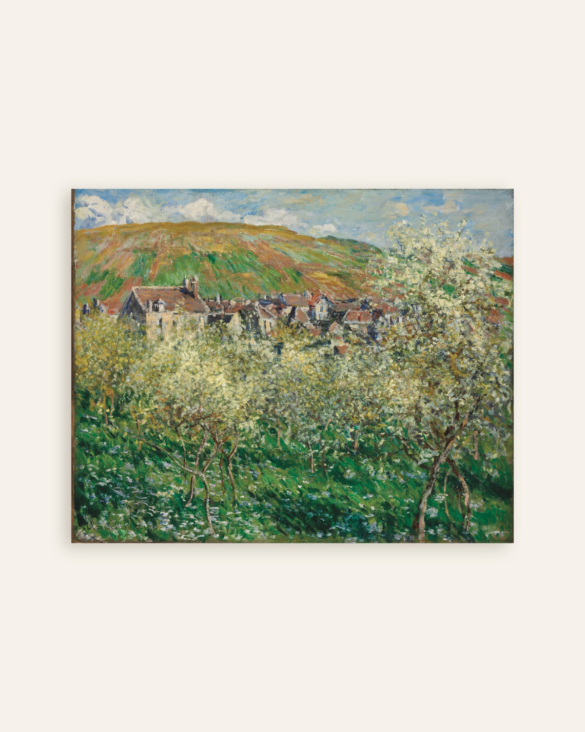 Poster Blommande plommonträd (1879) av Claude Monet, miniatyr
