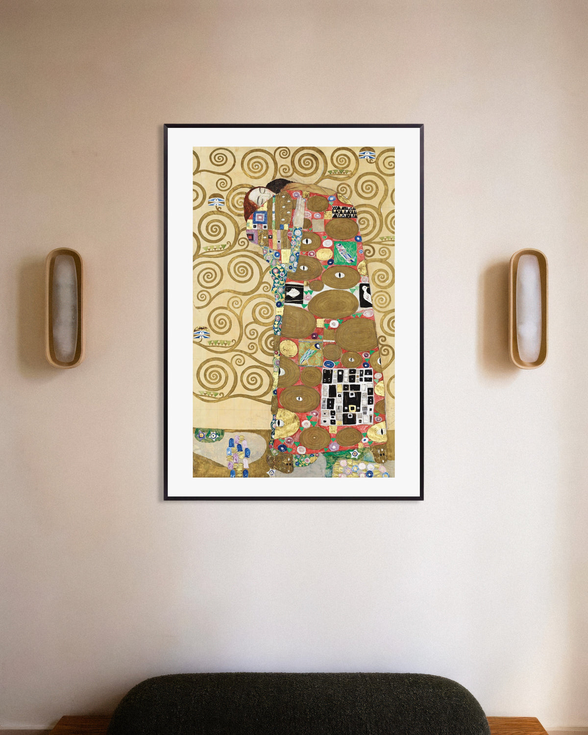 Poster med Uppfyllelse, Stocletfrisen (1910–1911) av Gustav Klimt, med metallram