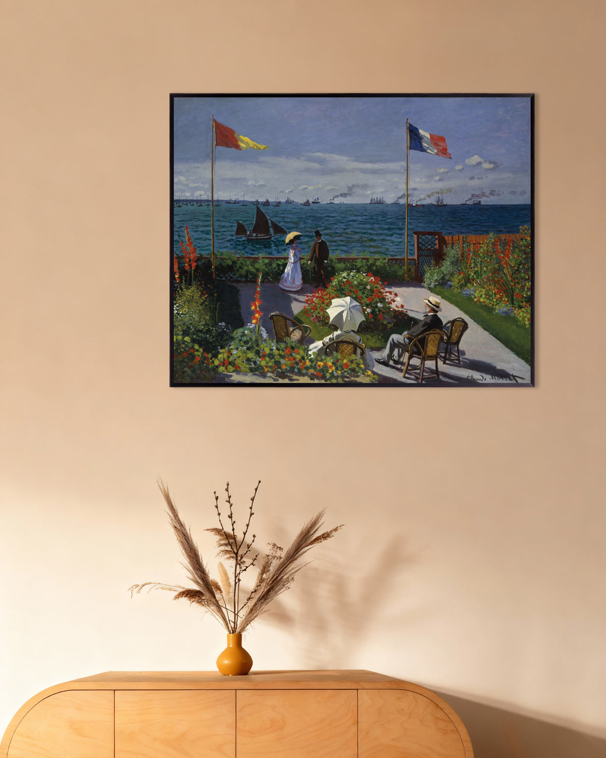 Poster Trädgård i Sainte-Adresse (1867) av Claude Monet med metallram