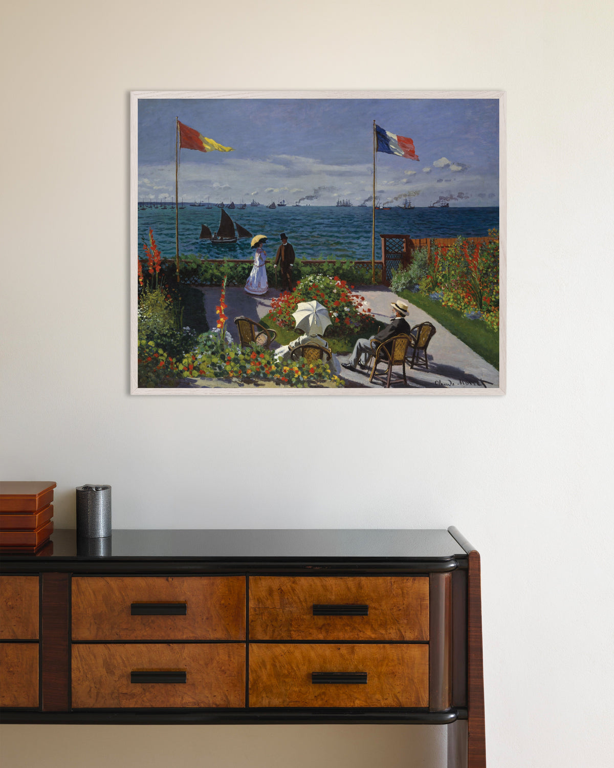 Poster Trädgård i Sainte-Adresse (1867) av Claude Monet med vit träram