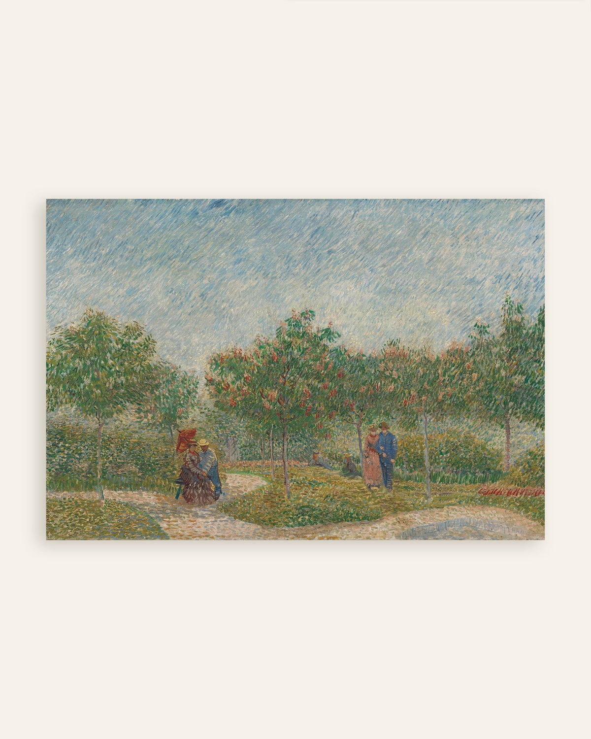 Poster med Trädgård med uppvaktande par, Square Saint-Pierre (1887) av Vincent van Gogh, miniatyr
