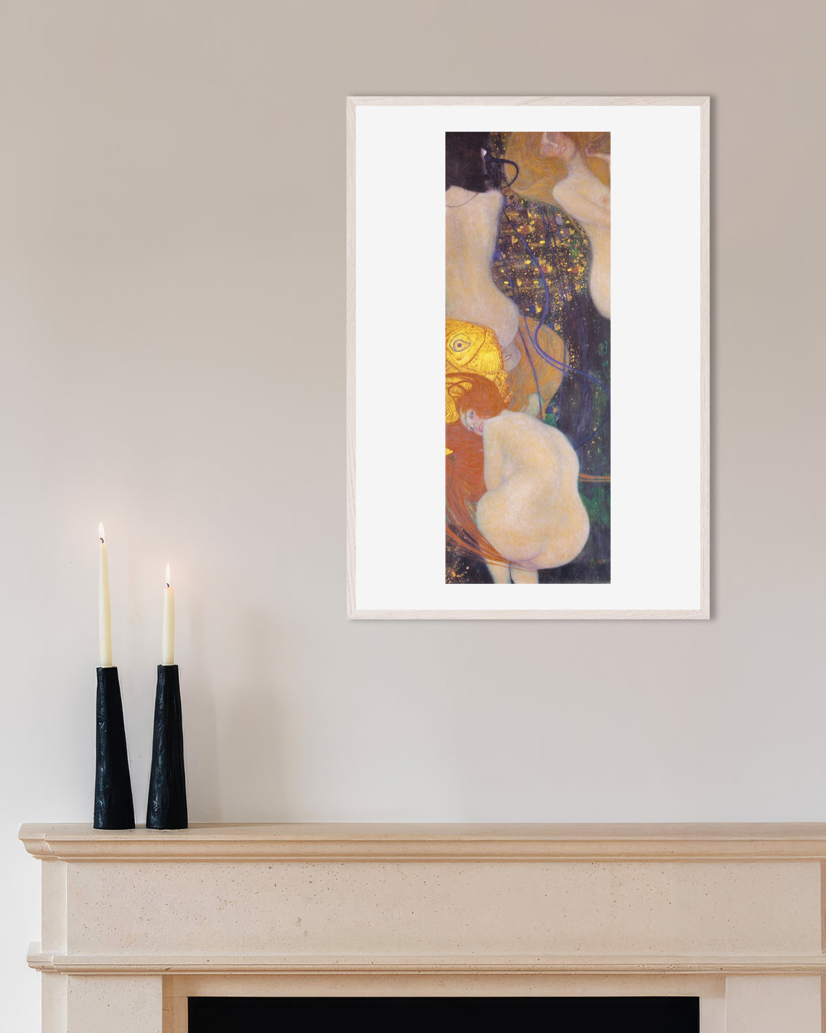 Poster Guldfiskar (1901–1902) av Gustav Klimt med vit träram