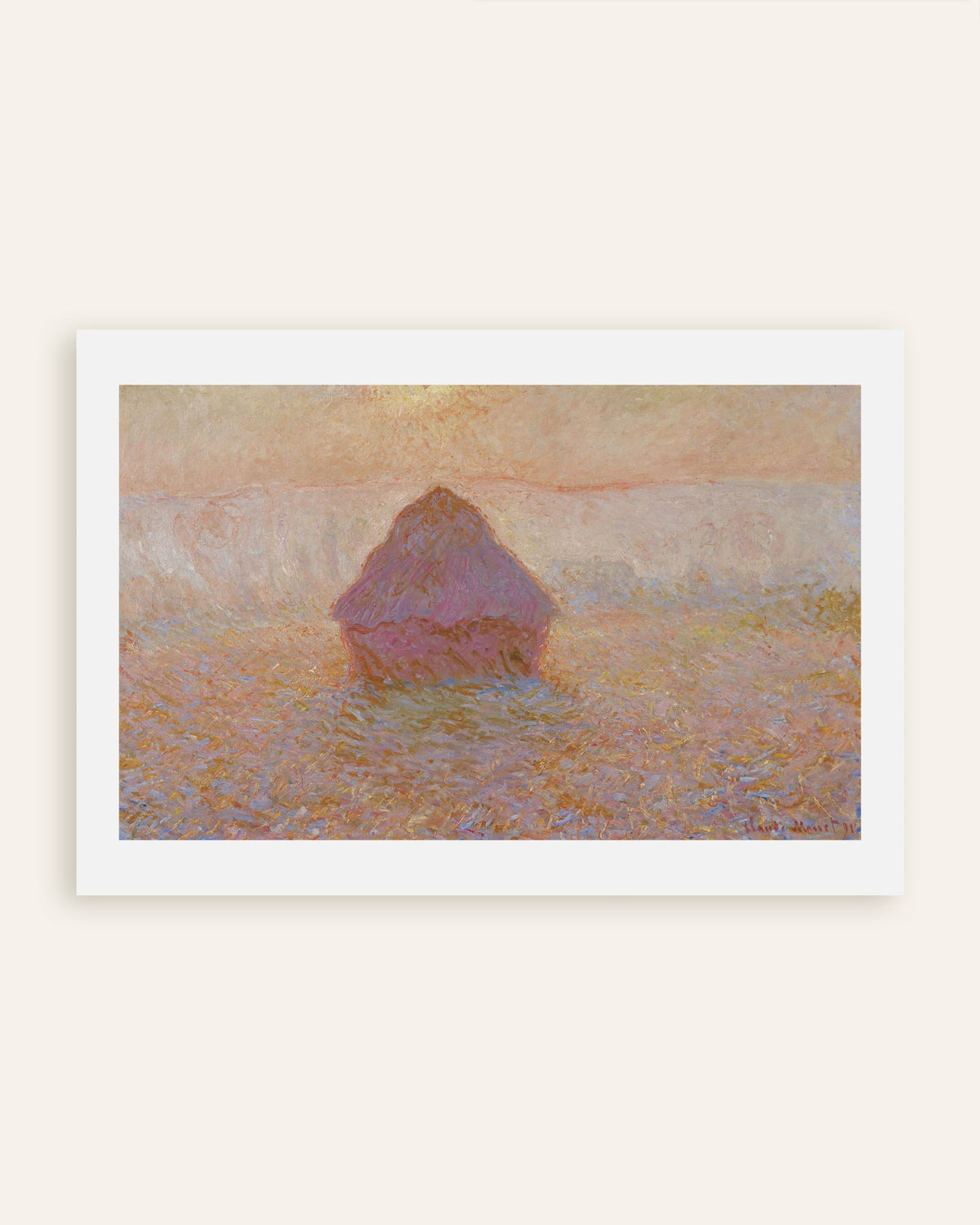 Poster Sädesstack, sol i dimman (1891) av Claude Monet, miniatyr