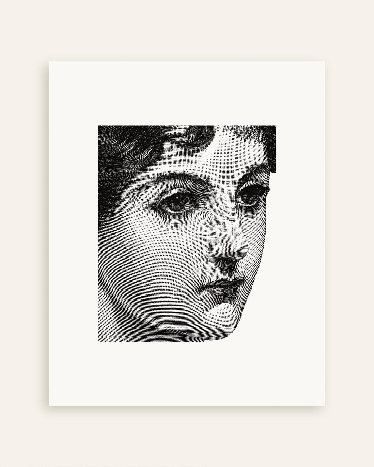 Poster of Halftone Female Portrait in Black and White - Poster, thumbnail