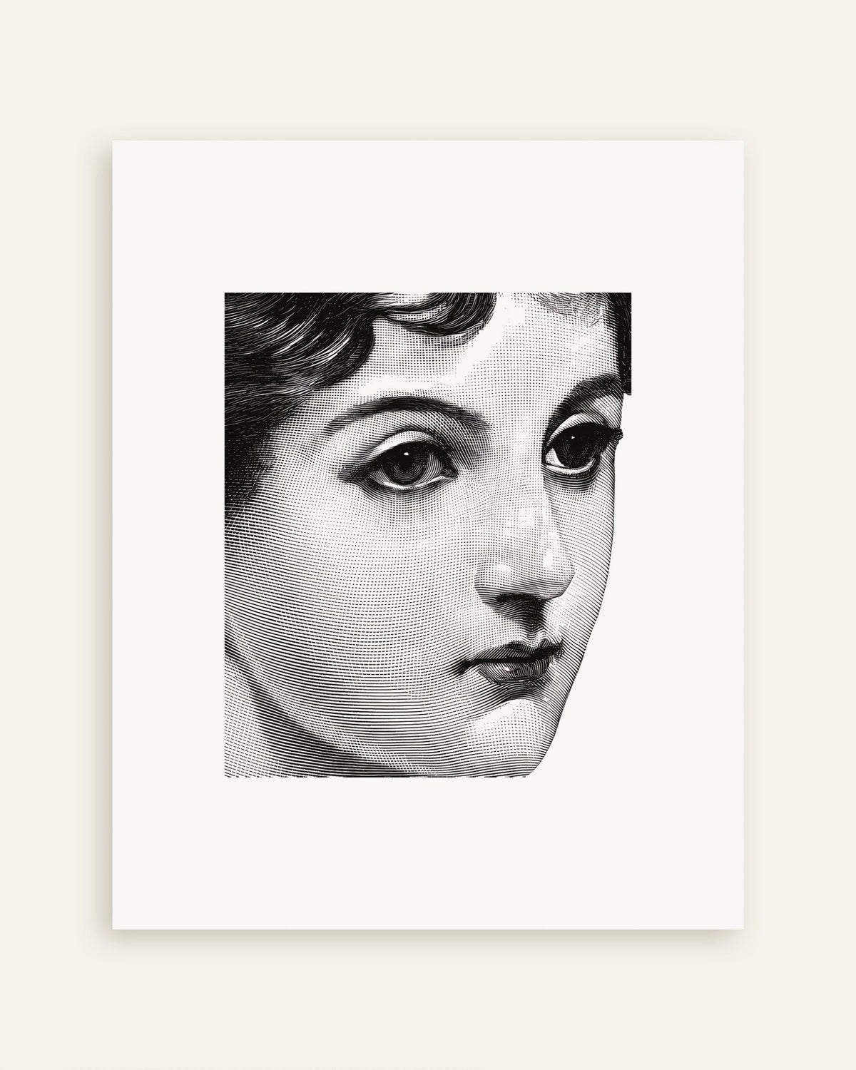 Poster of Halftone Female Portrait in Black and White, thumbnail