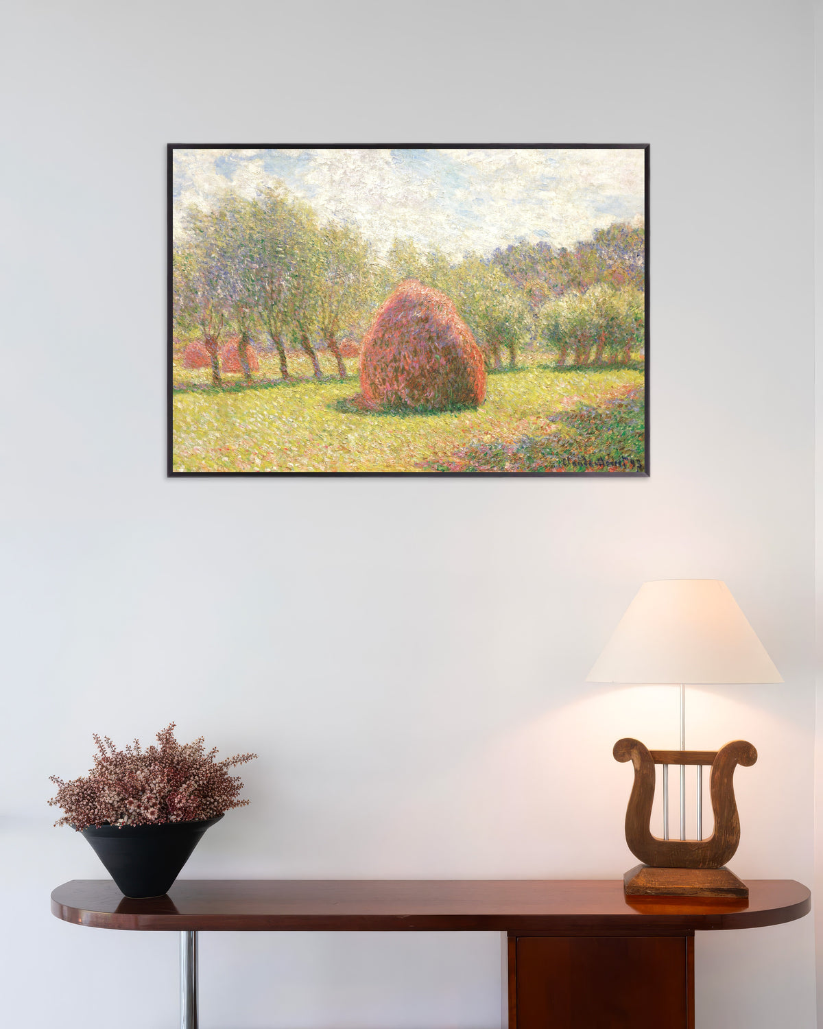 Poster Höstackar i Giverny (1893) av Claude Monet med metallram