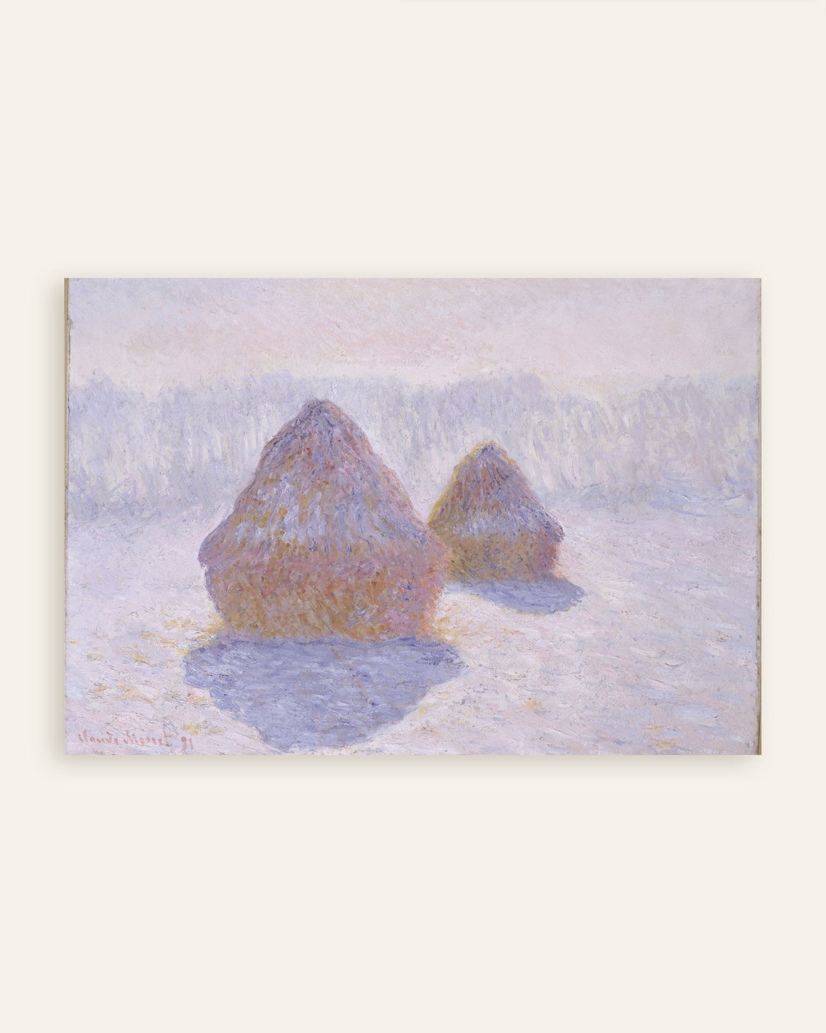 Poster Sädesstackar, snö och sol (1891) av Claude Monet, miniatyr