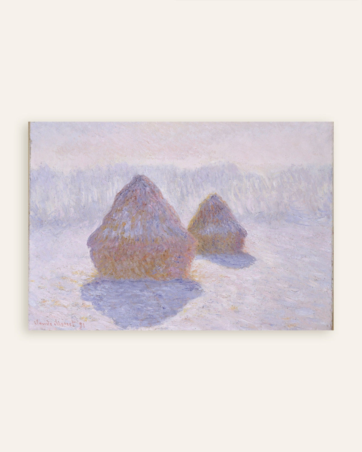 Poster Sädesstackar, snö och sol (1891) av Claude Monet, miniatyr
