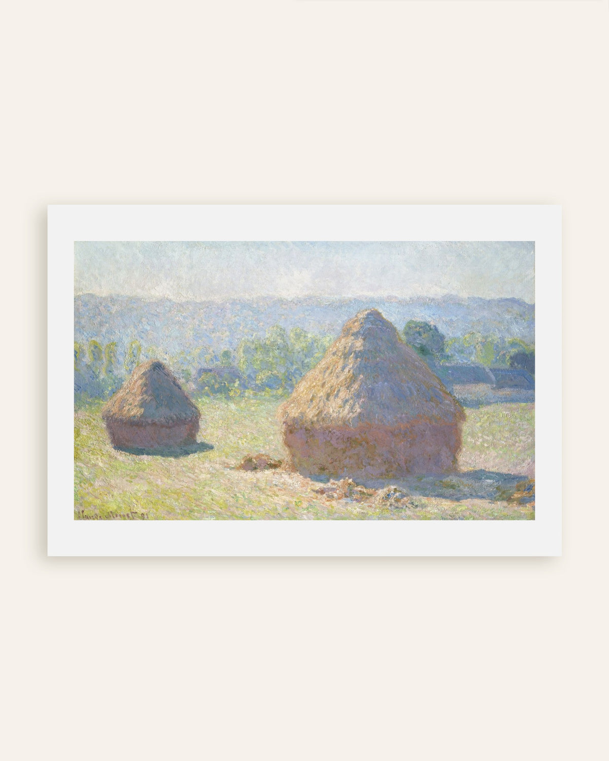 Poster Sädesstackar, sensommar (1891) av Claude Monet, miniatyr