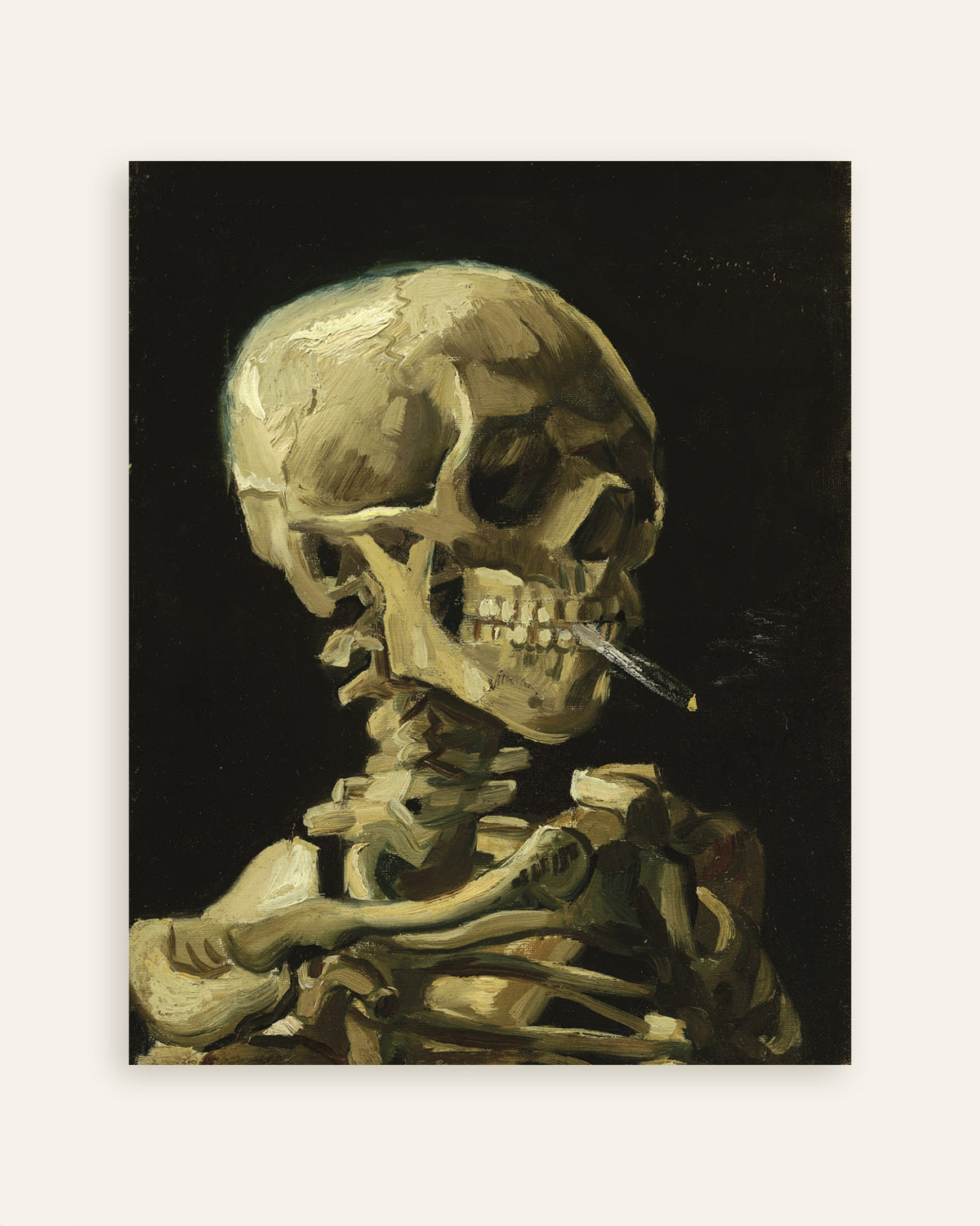 Poster med Skelett med brinnande cigarett (1886) av Vincent van Gogh, miniatyrbild