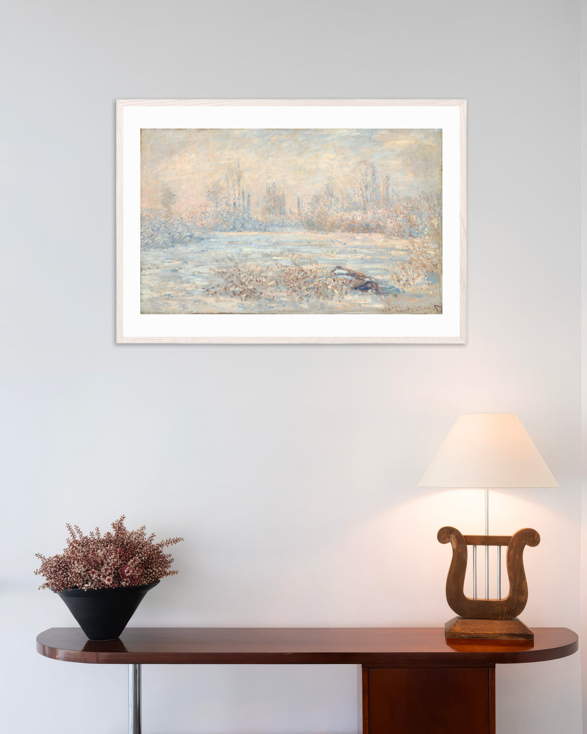 Poster Rimfrost (1880) av Claude Monet med vit träram