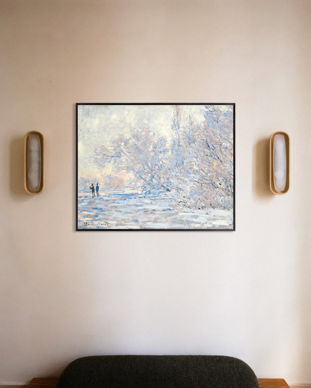 Poster Rimfrost i Giverny (1885) av Claude Monet med metallram