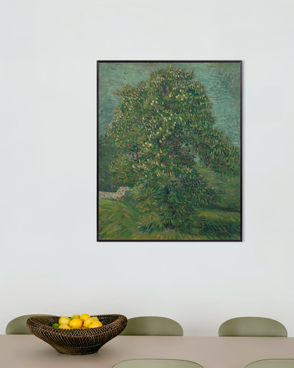 Poster med Hästkastanj i blom (1887) av Vincent van Gogh, med metallram